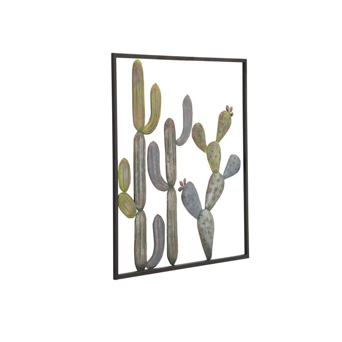 Quadro Pannello In Ferro Cactus-Frame Mod.C cm.50x1,3x50