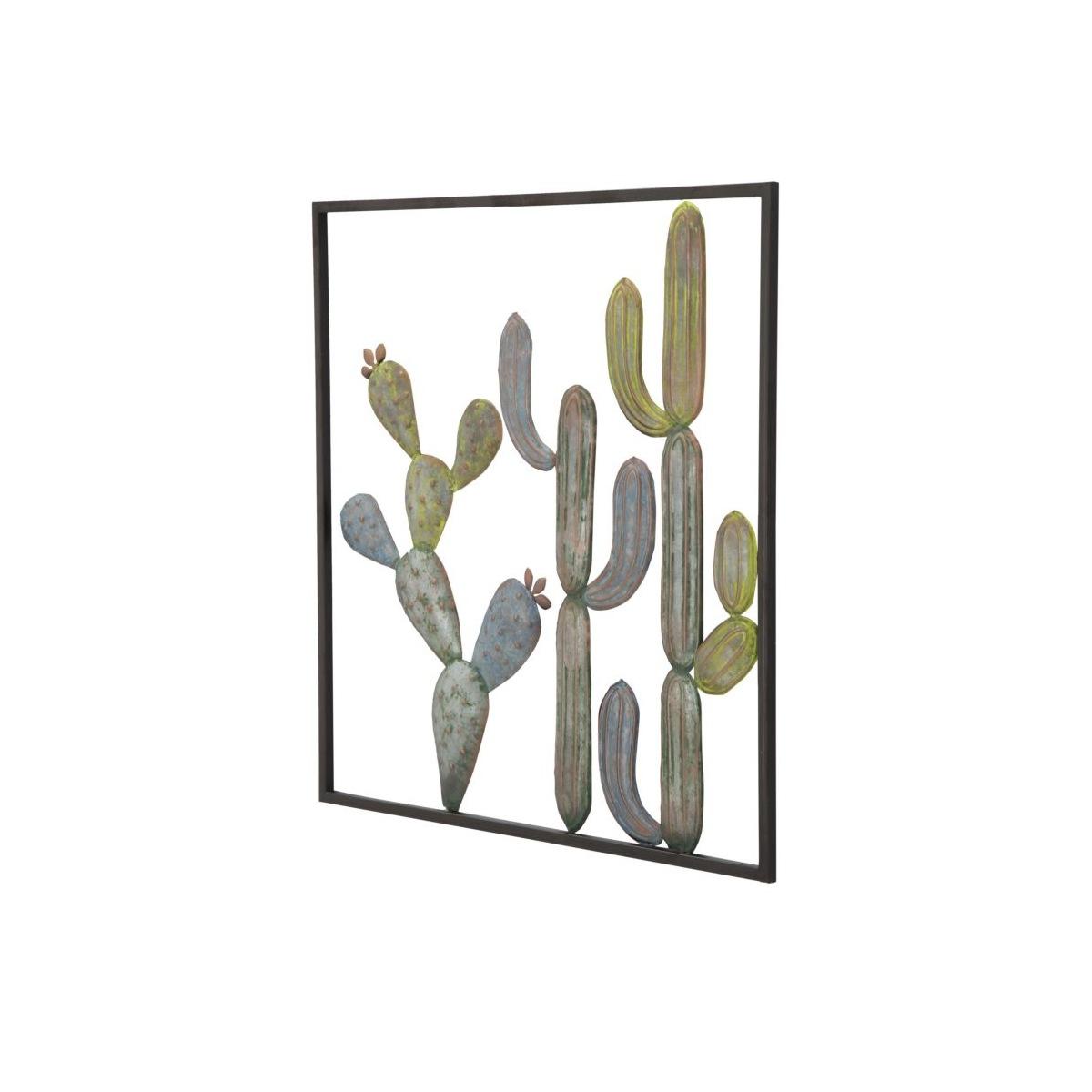 Quadro Pannello In Ferro Cactus-Frame Mod.C cm.50x1,3x50