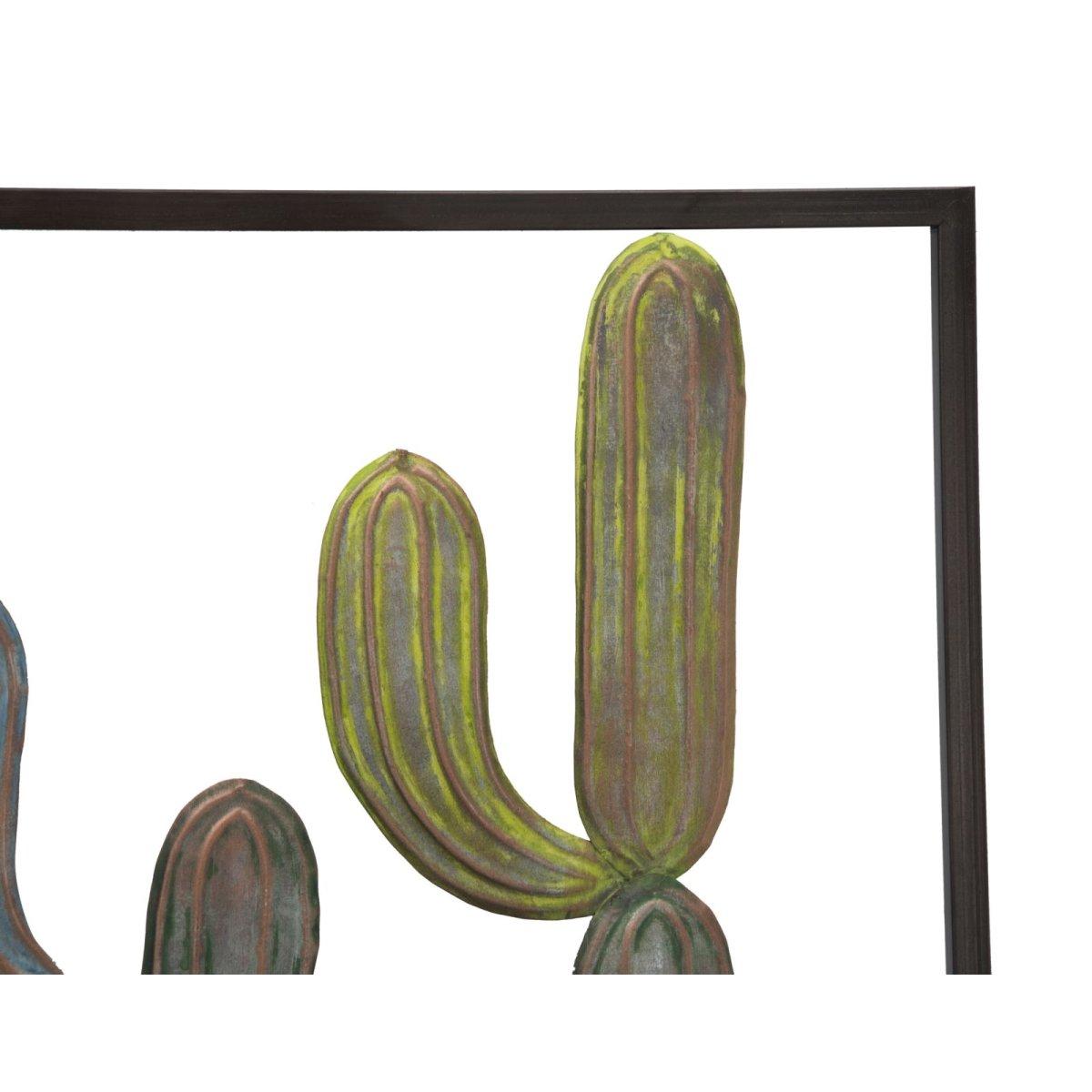 Quadro Pannello In Ferro Cactus-Frame Mod.C cm.50x1,3x50
