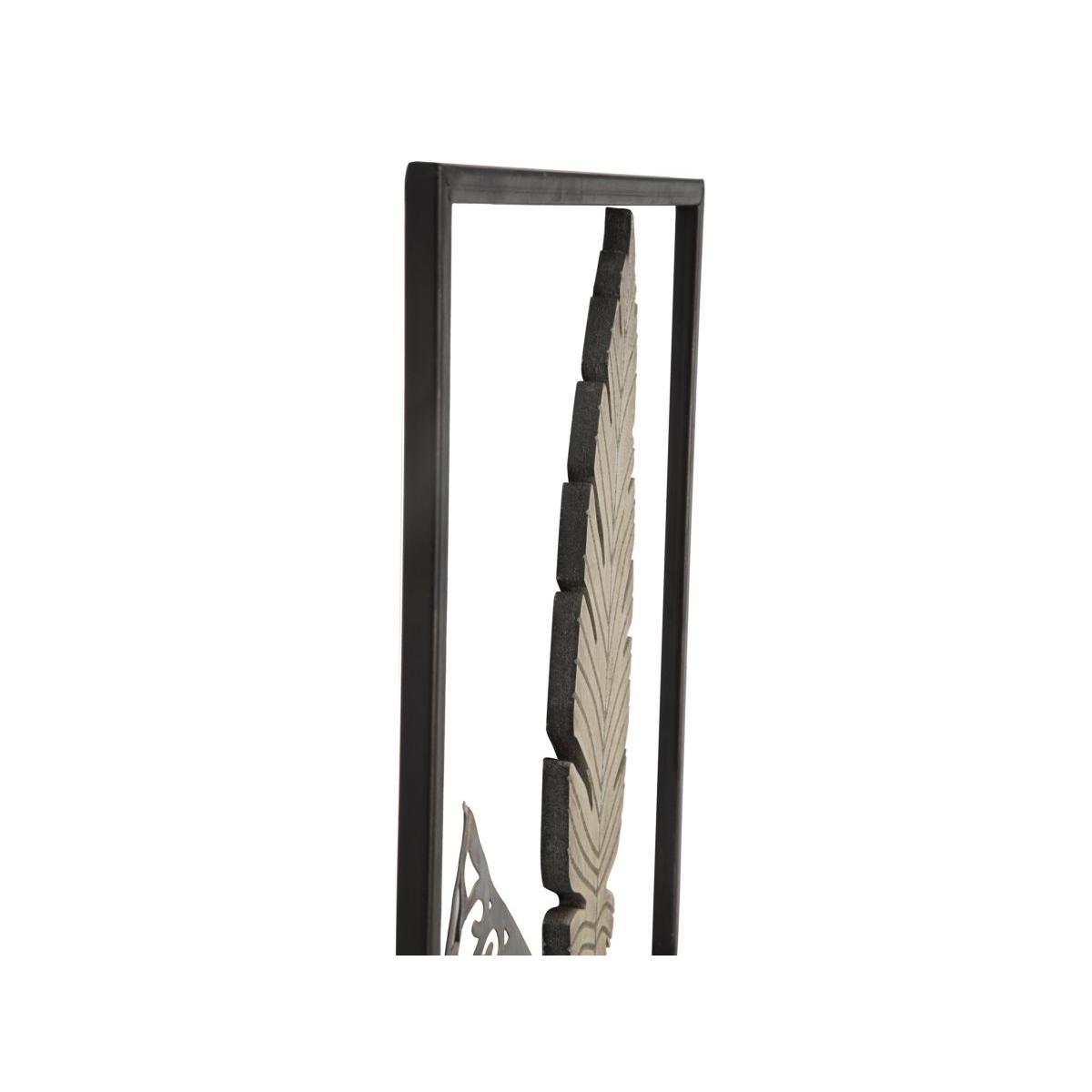 Quadro Pannello In Ferro E Legno Foglie Mod.A cm.30,5x1,90x91