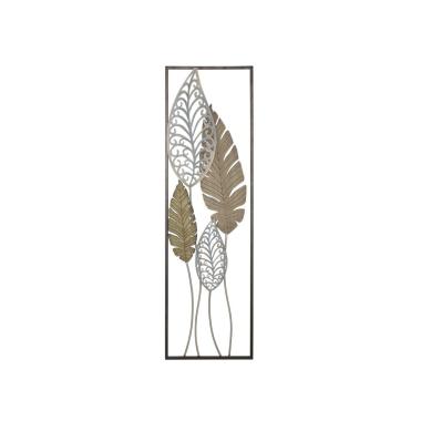 Quadro Pannello In Ferro E Legno Foglie Mod.B cm.30,5x2,5x99,5