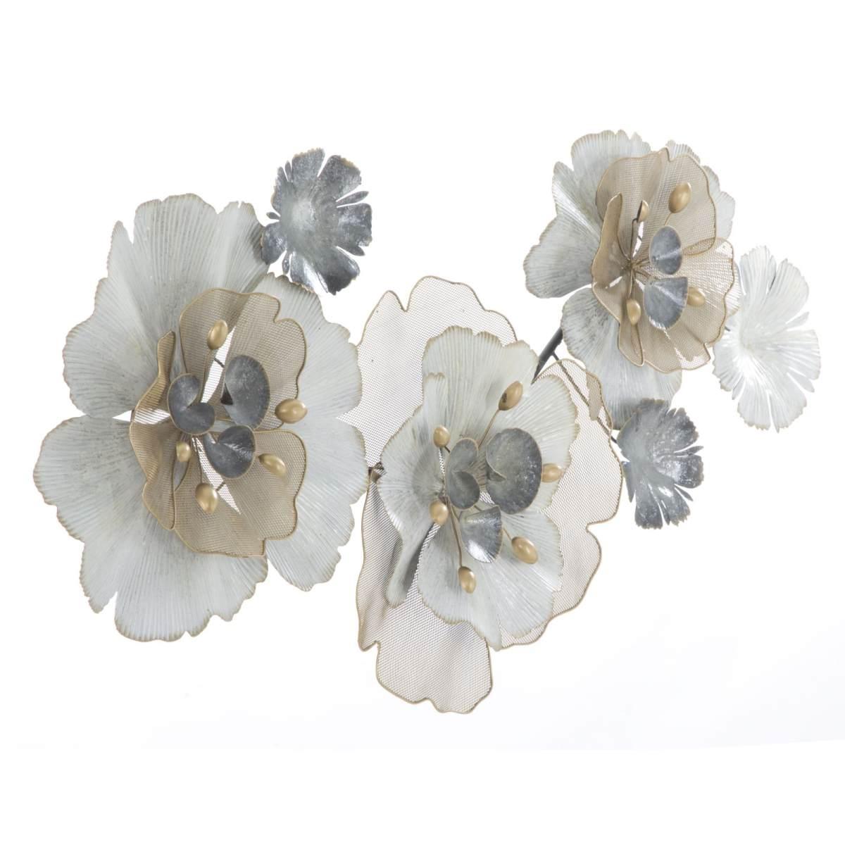 Quadro Pannello In Ferro Flowery cm.119x8x60