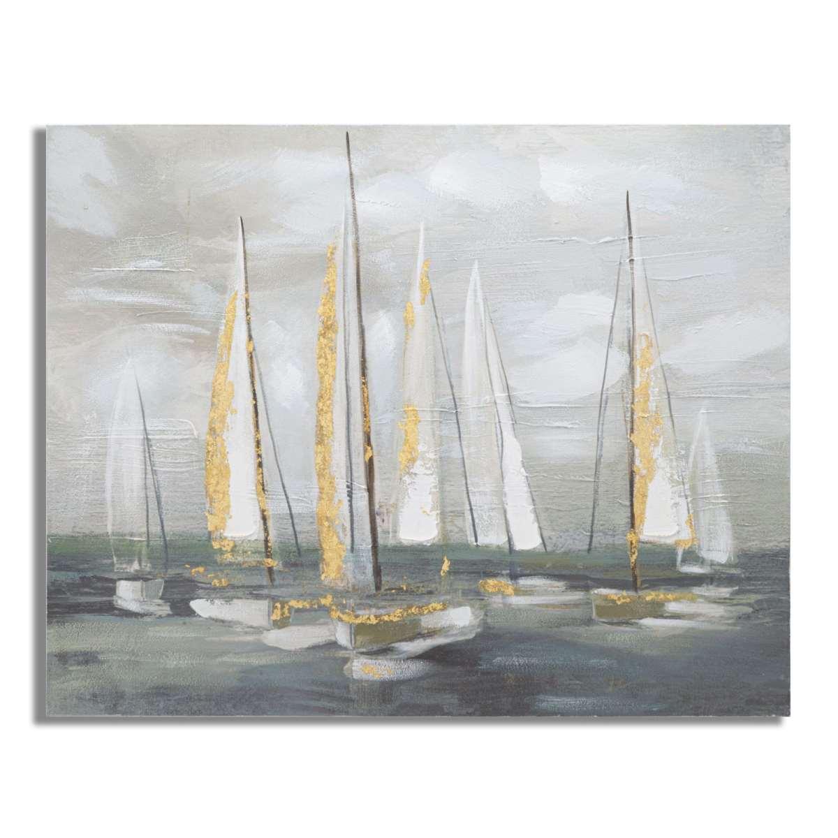 Quadro dipinto tela gold boat 100 x 2,8 x 80 cm