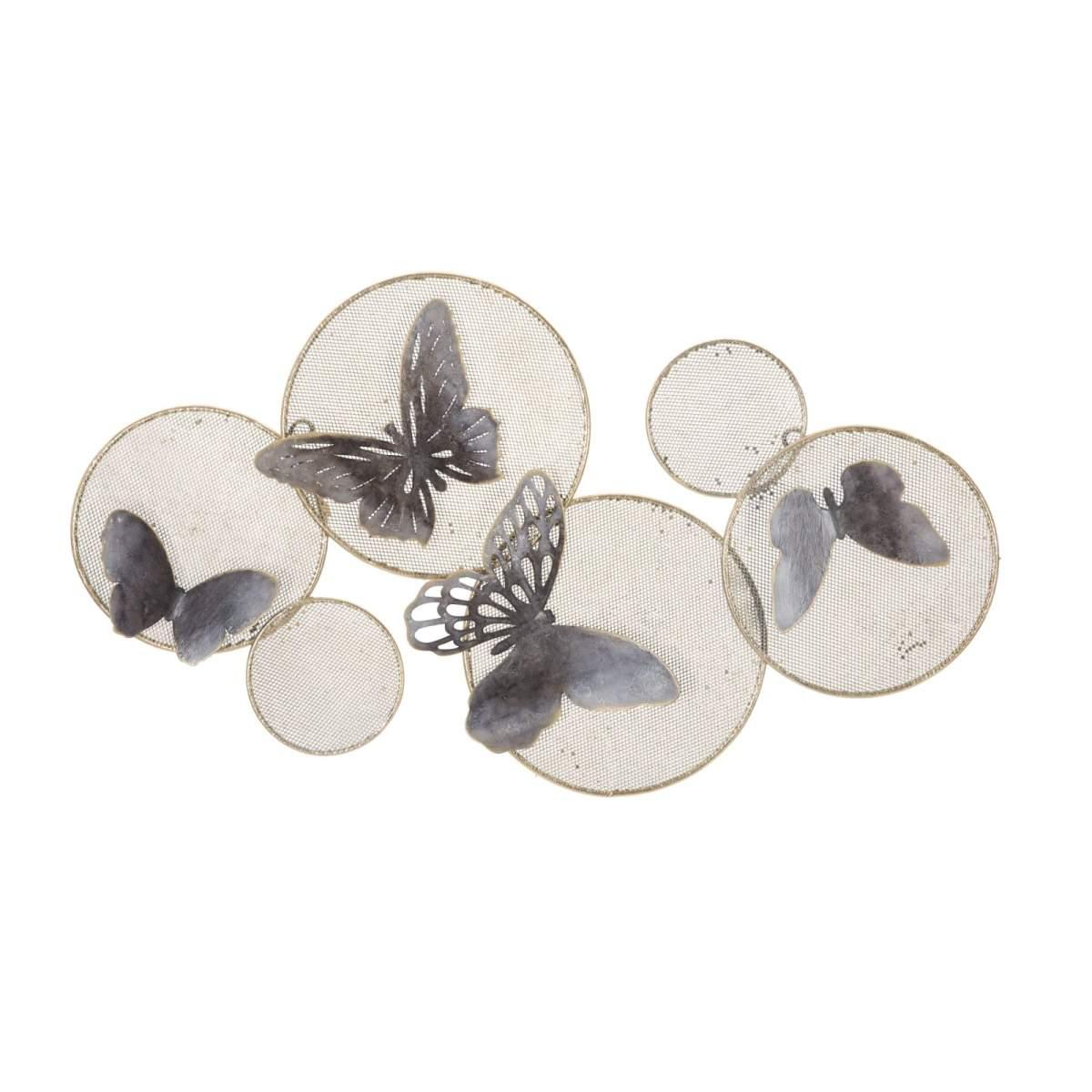 Quadro Pannello In Ferro Butterfly Dark cm.66x5x38