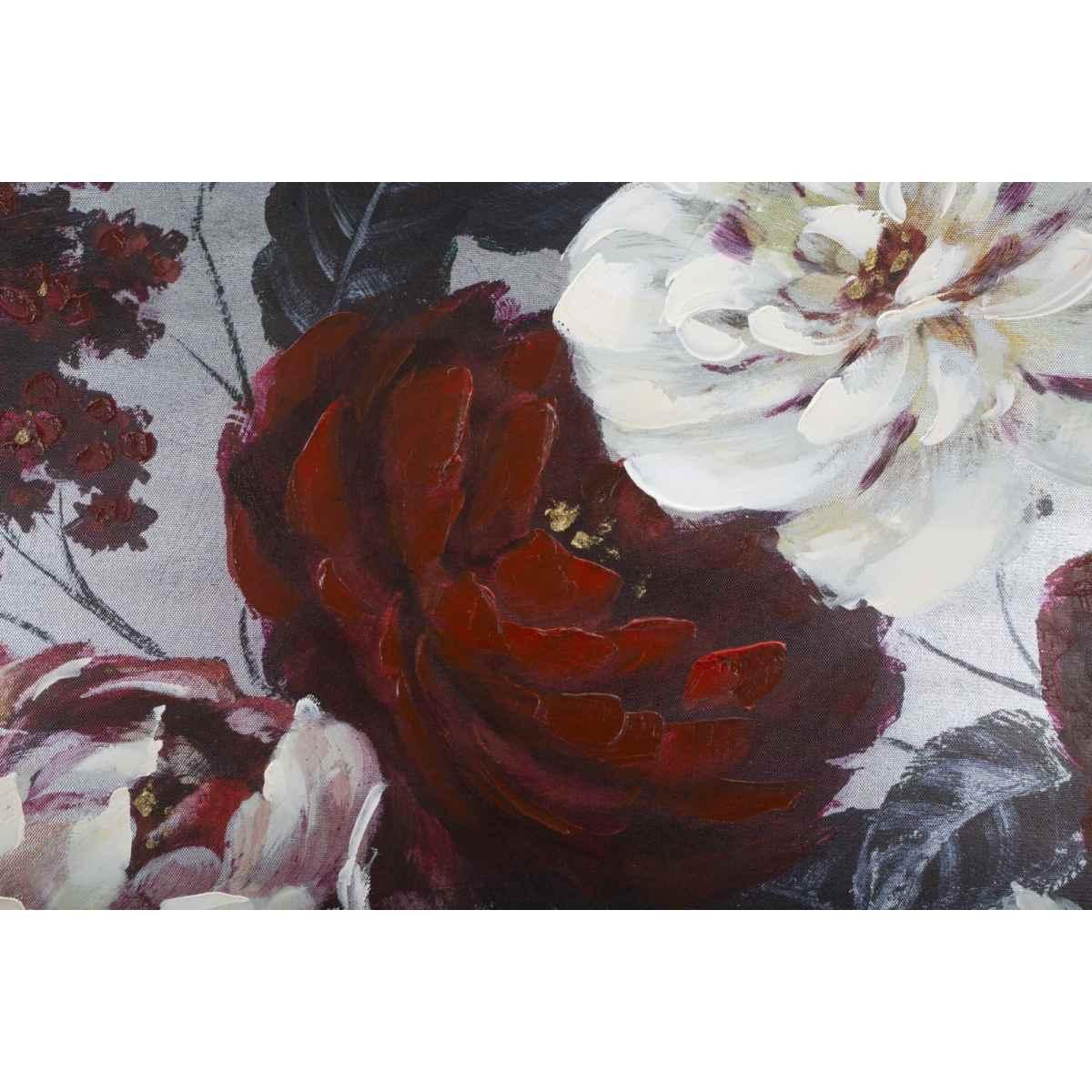 Quadro Dipinto Tela White Red Flower Darkback cm.120x3,7x60