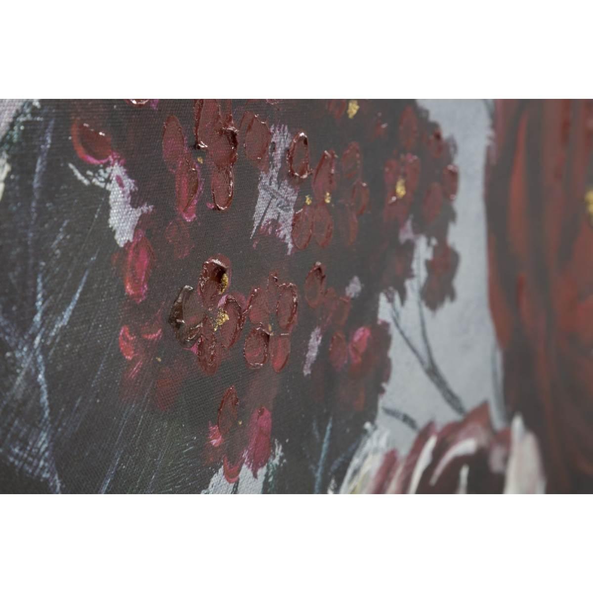 Quadro Dipinto Tela White Red Flower Darkback cm.120x3,7x60