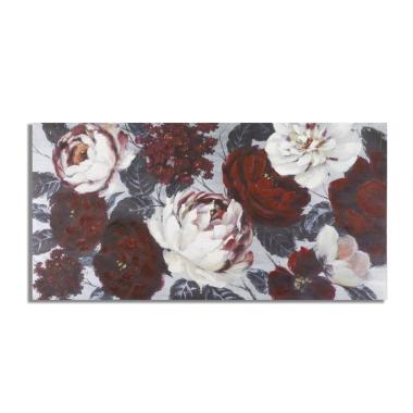 Quadro Dipinto Tela White Red Flower Darkback cm.120x3,7x60