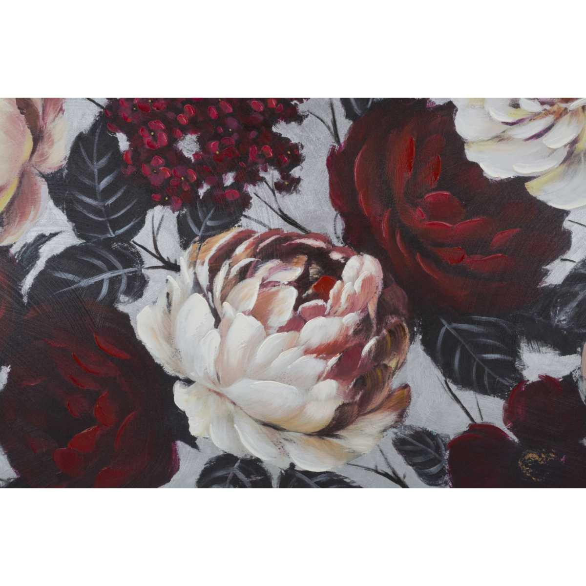 Quadro Dipinto Tela White Red Flower Lightback cm.150x3,8x76