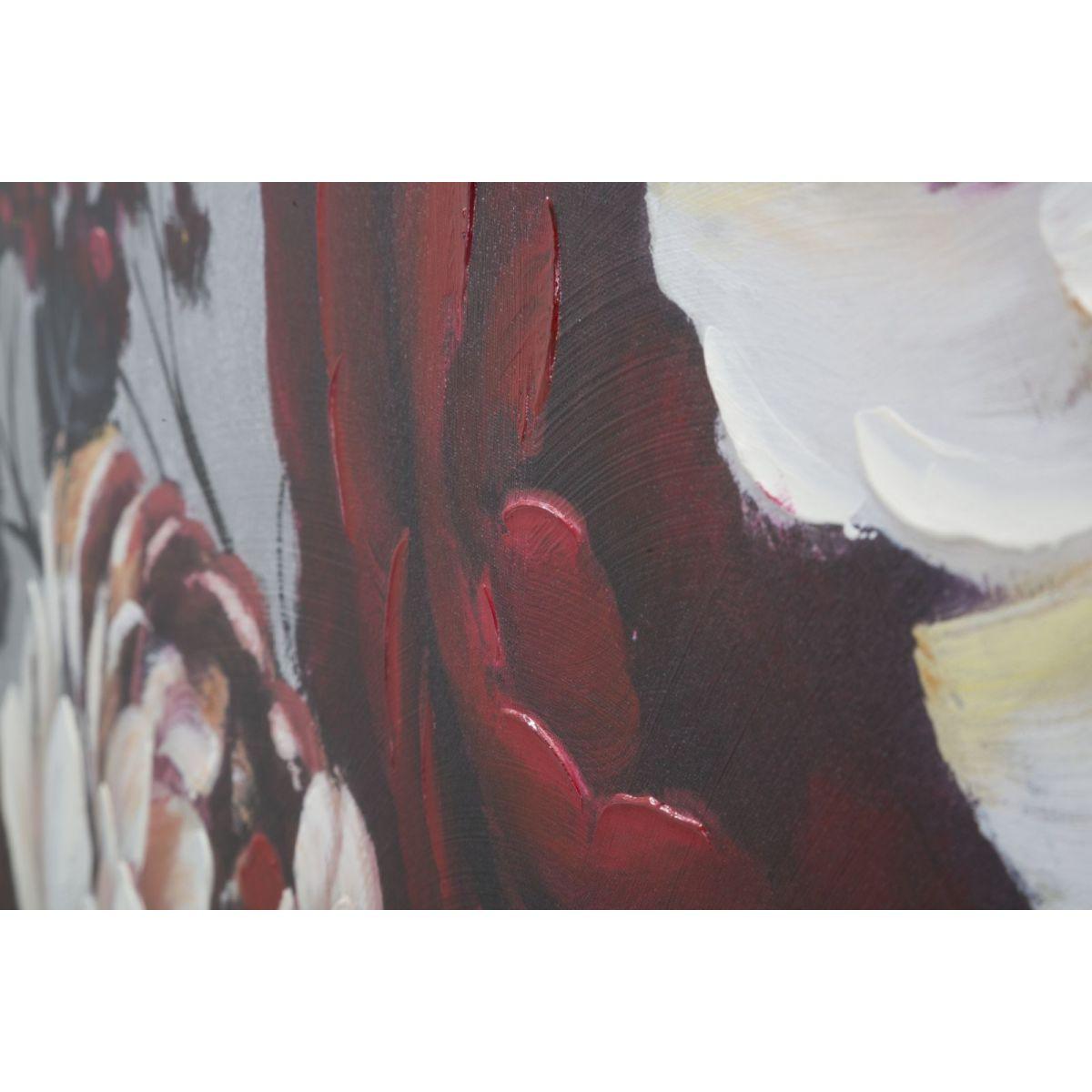 Quadro Dipinto Tela White Red Flower Lightback cm.150x3,8x76