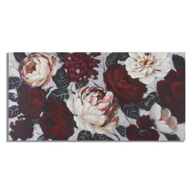 Quadro Dipinto Tela White Red Flower Lightback cm.150x3,8x76
