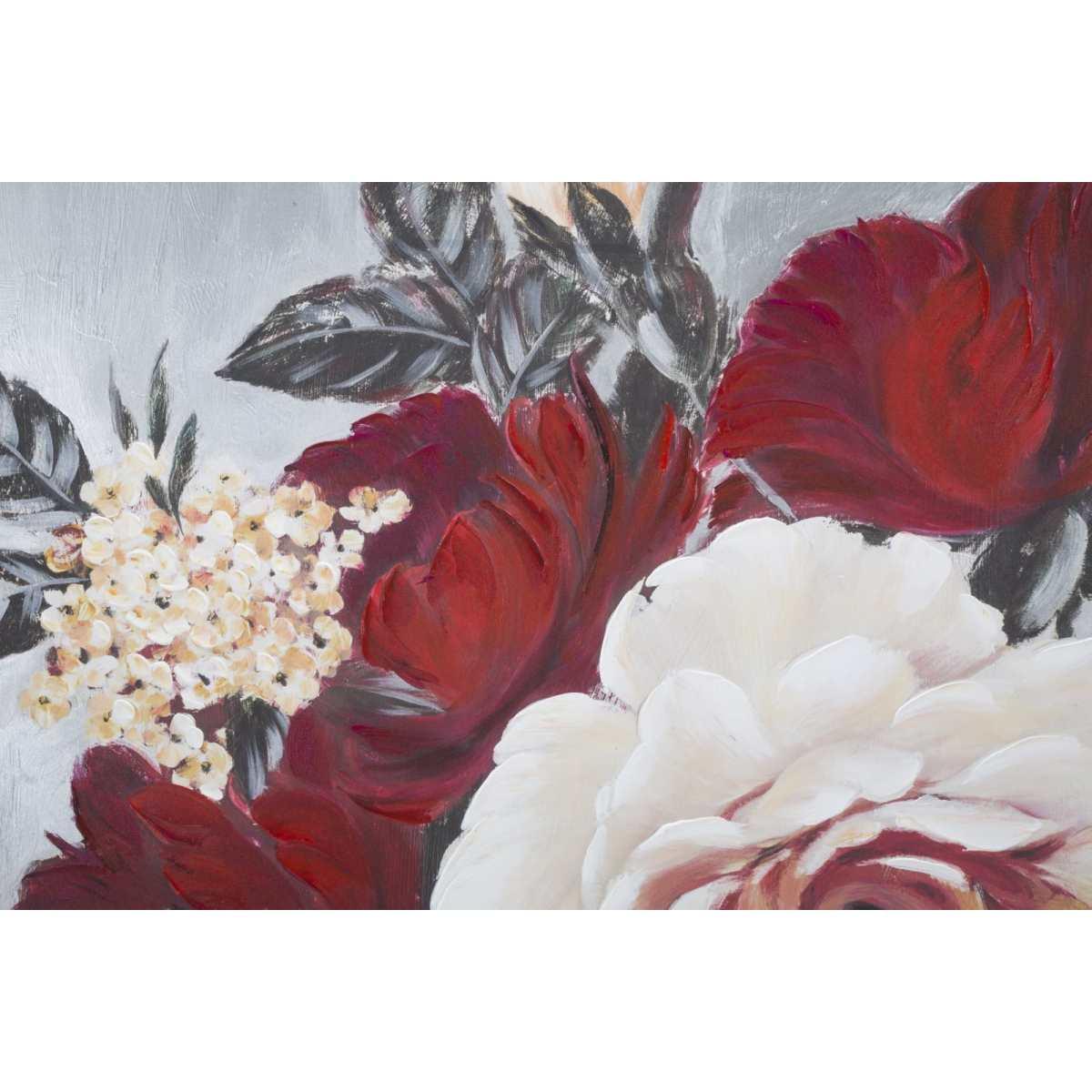 Quadro Dipinto Tela Red Flower Square cm.90x3,7x90
