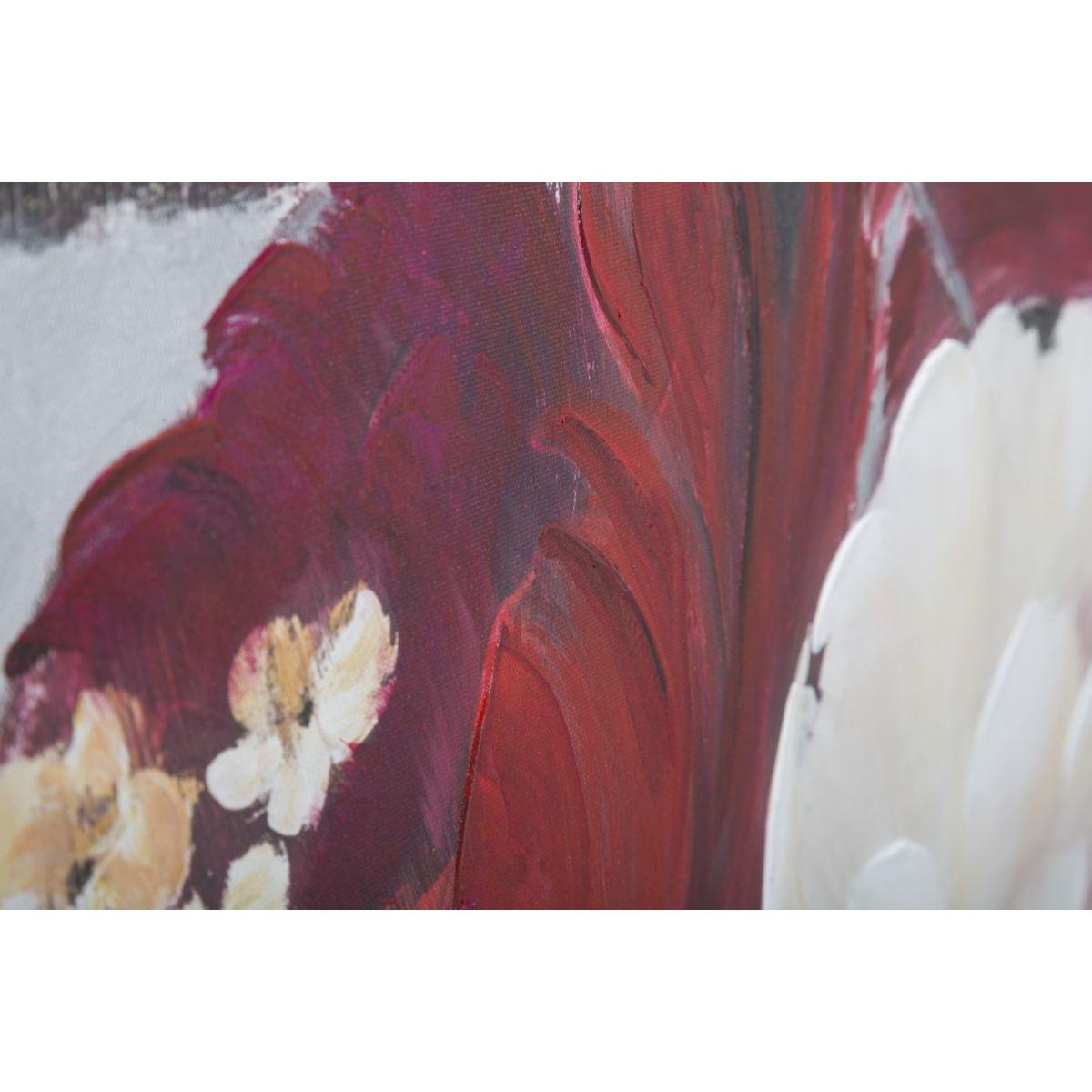 Quadro Dipinto Tela Red Flower Square cm.90x3,7x90
