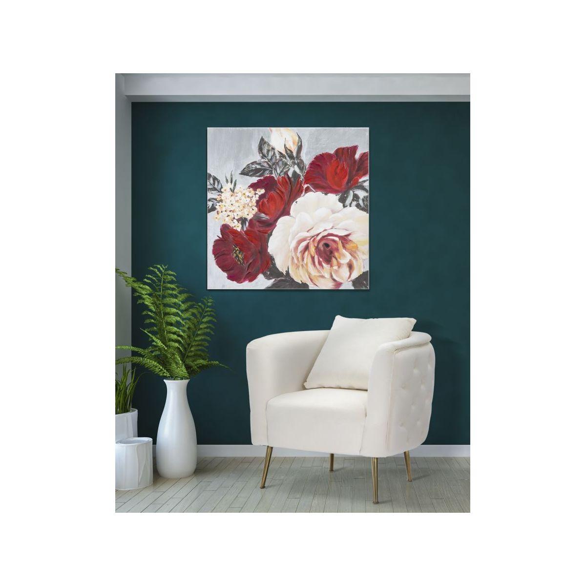 Quadro Dipinto Tela Red Flower Square cm.90x3,7x90