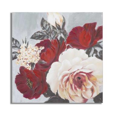 Quadro Dipinto Tela Red Flower Square cm.90x3,7x90