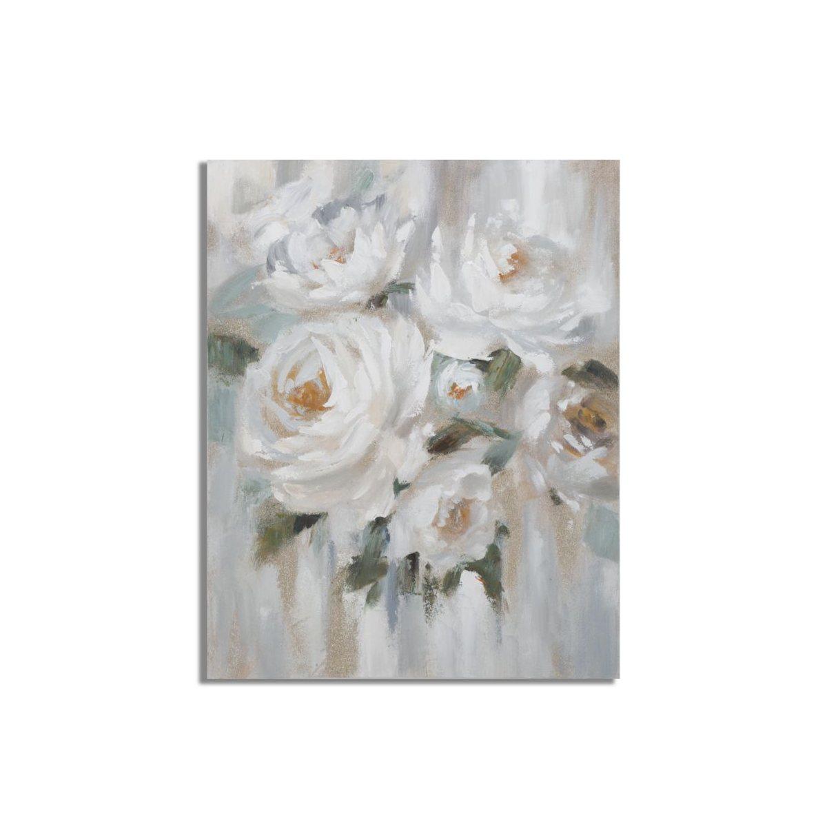 Quadro Dipinto Tela Crem Flower cm.80x3,7x100