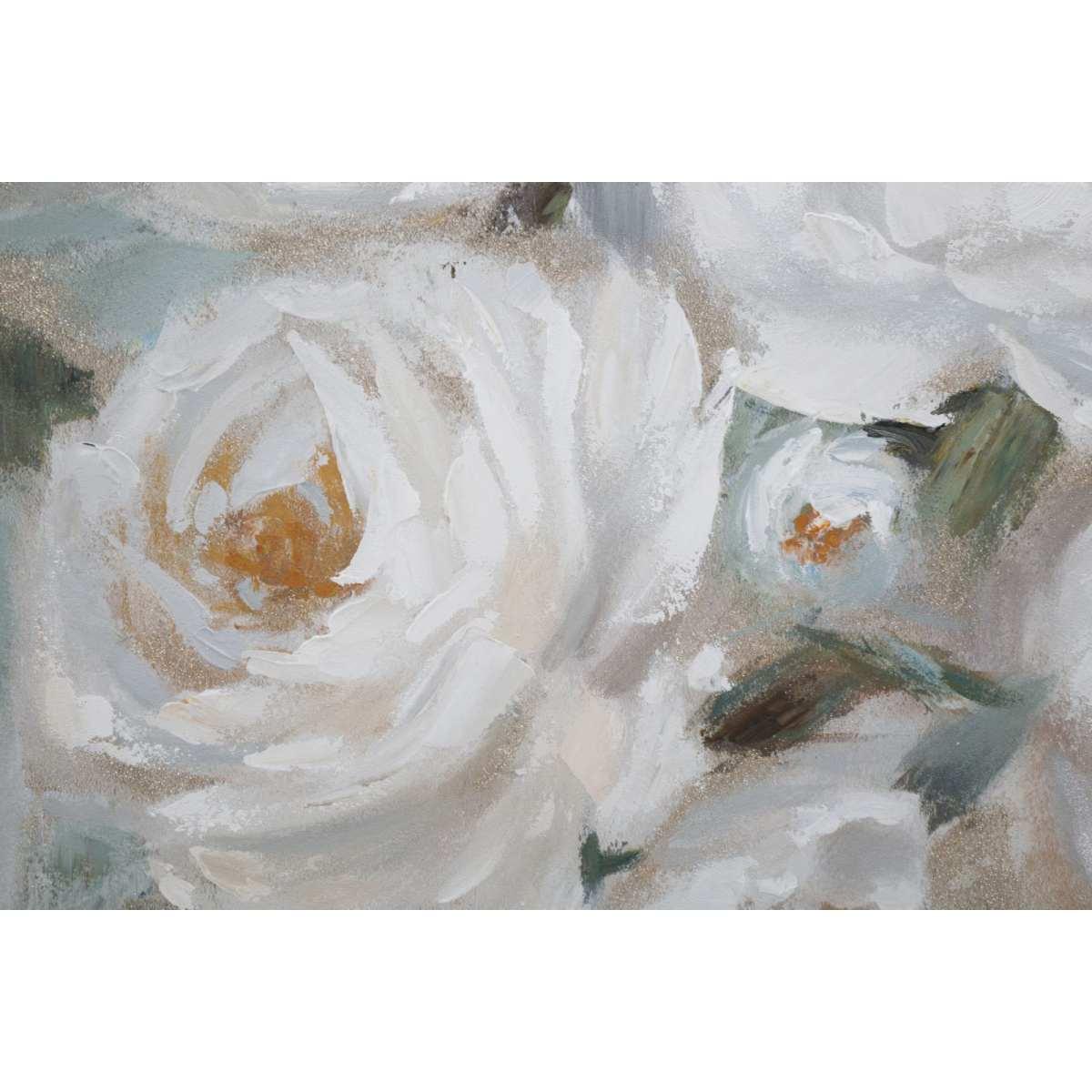Quadro Dipinto Tela Crem Flower cm.80x3,7x100