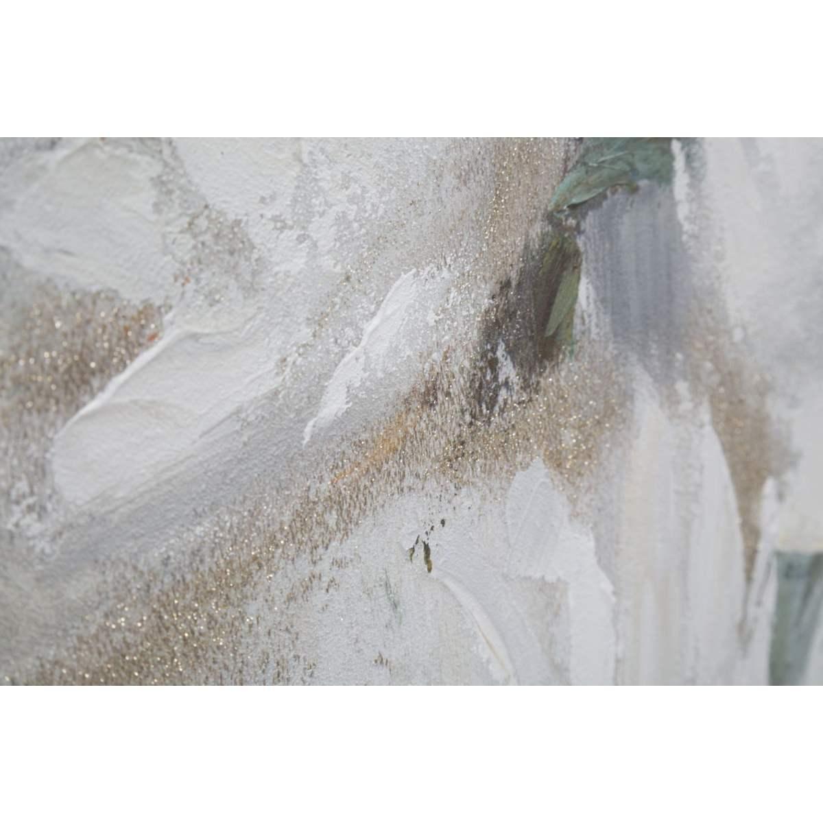 Quadro Dipinto Tela Crem Flower cm.80x3,7x100