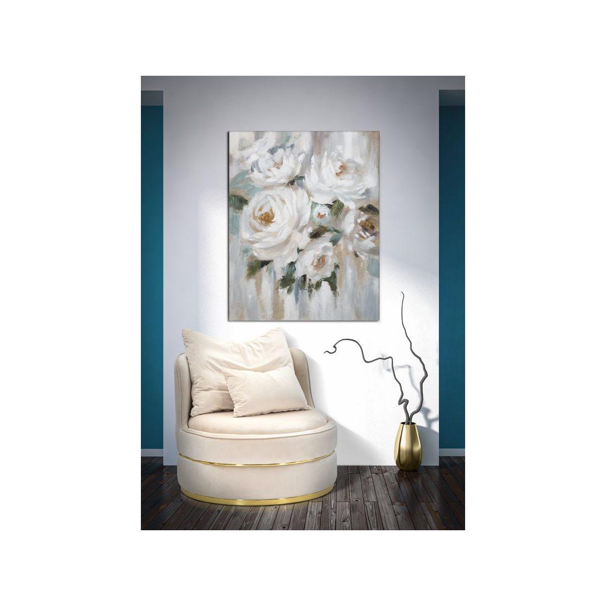 Quadro Dipinto Tela Crem Flower cm.80x3,7x100