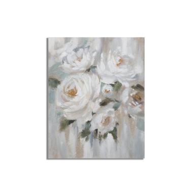 Quadro Dipinto Tela Crem Flower cm.80x3,7x100