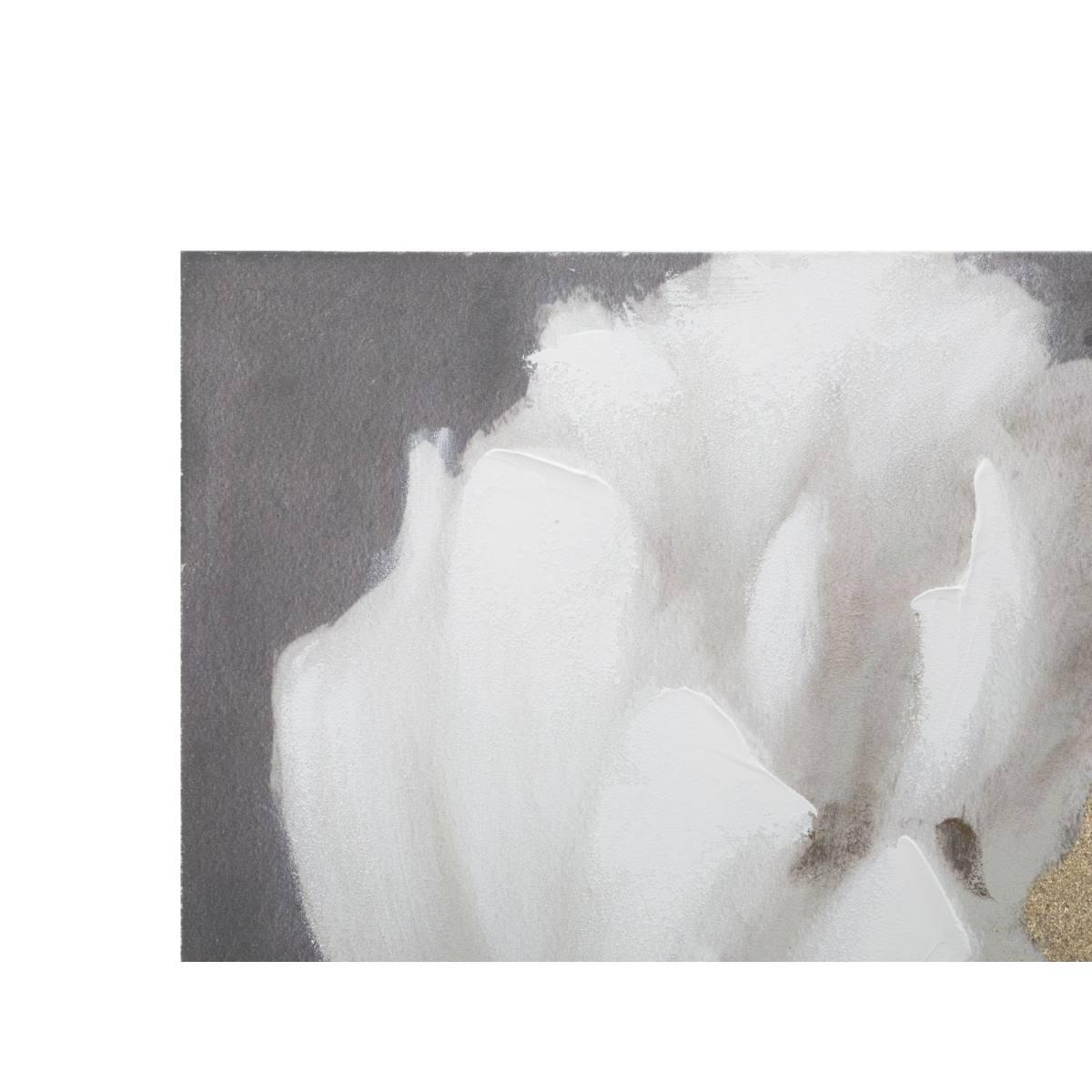 Quadro Dipinto Tela White Gold Flower cm.80x3,7x100