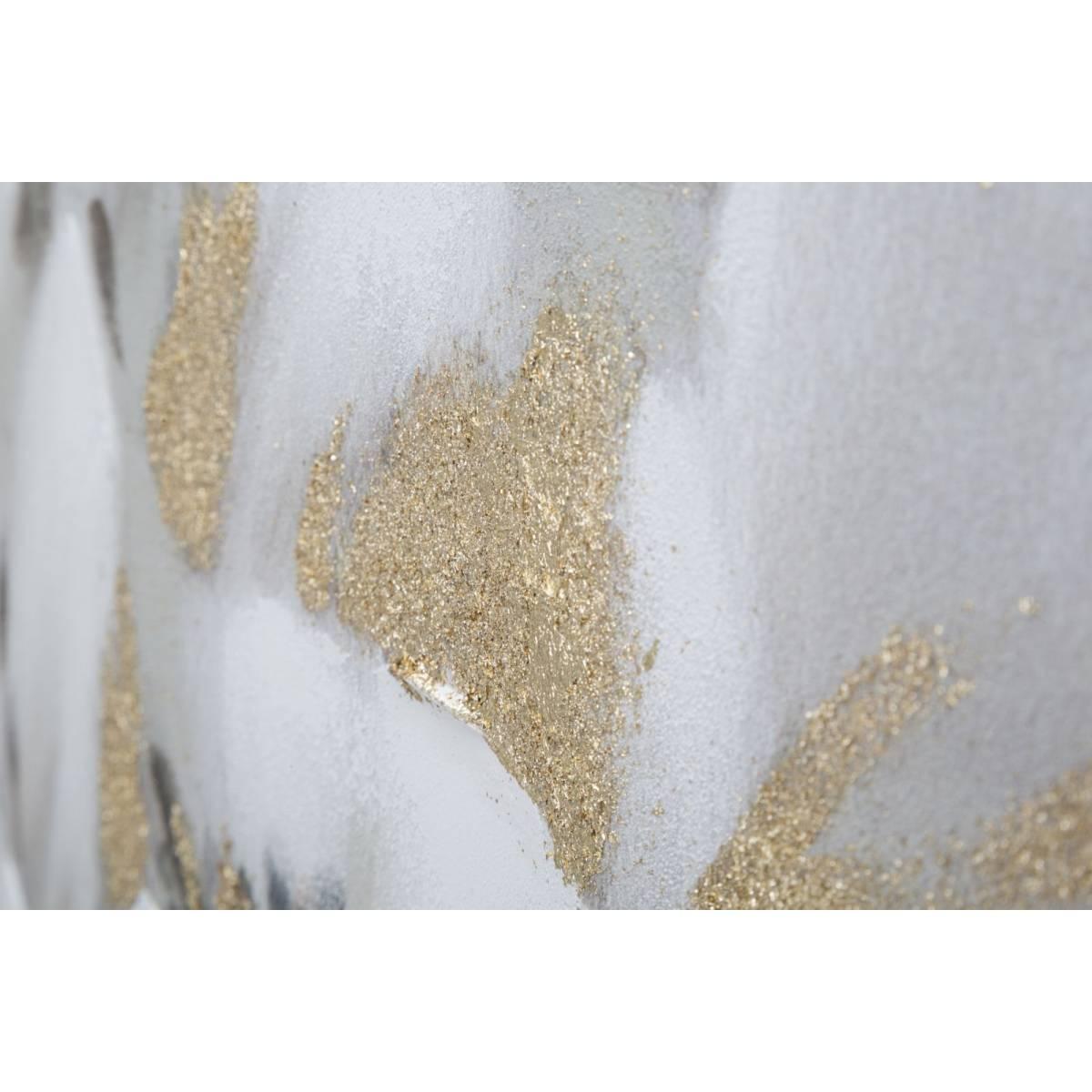 Quadro Dipinto Tela White Gold Flower cm.80x3,7x100