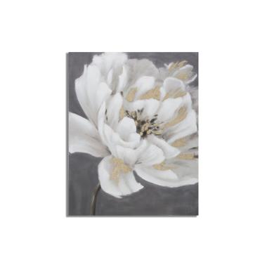 Quadro Dipinto Tela White Gold Flower cm.80x3,7x100