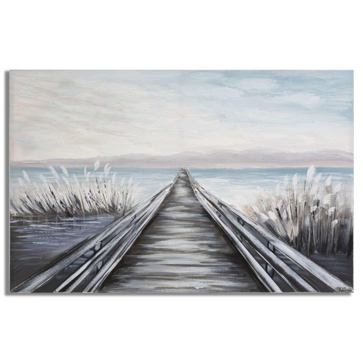 Quadro Dipinto Tela Pontile cm.120x3,8x80