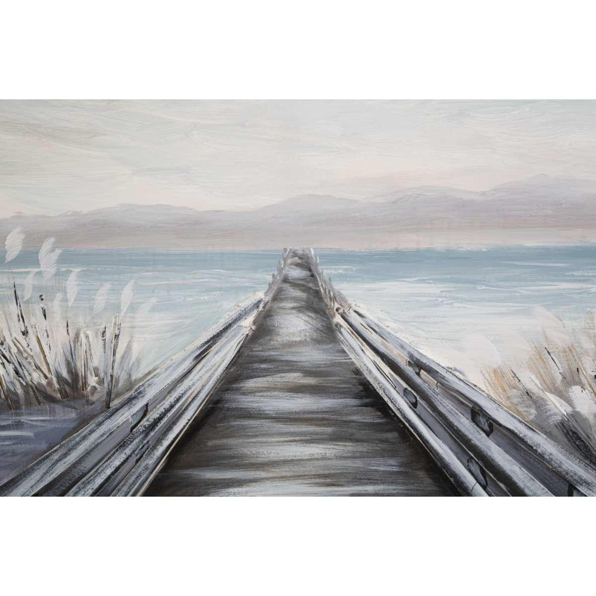 Quadro Dipinto Tela Pontile cm.120x3,8x80