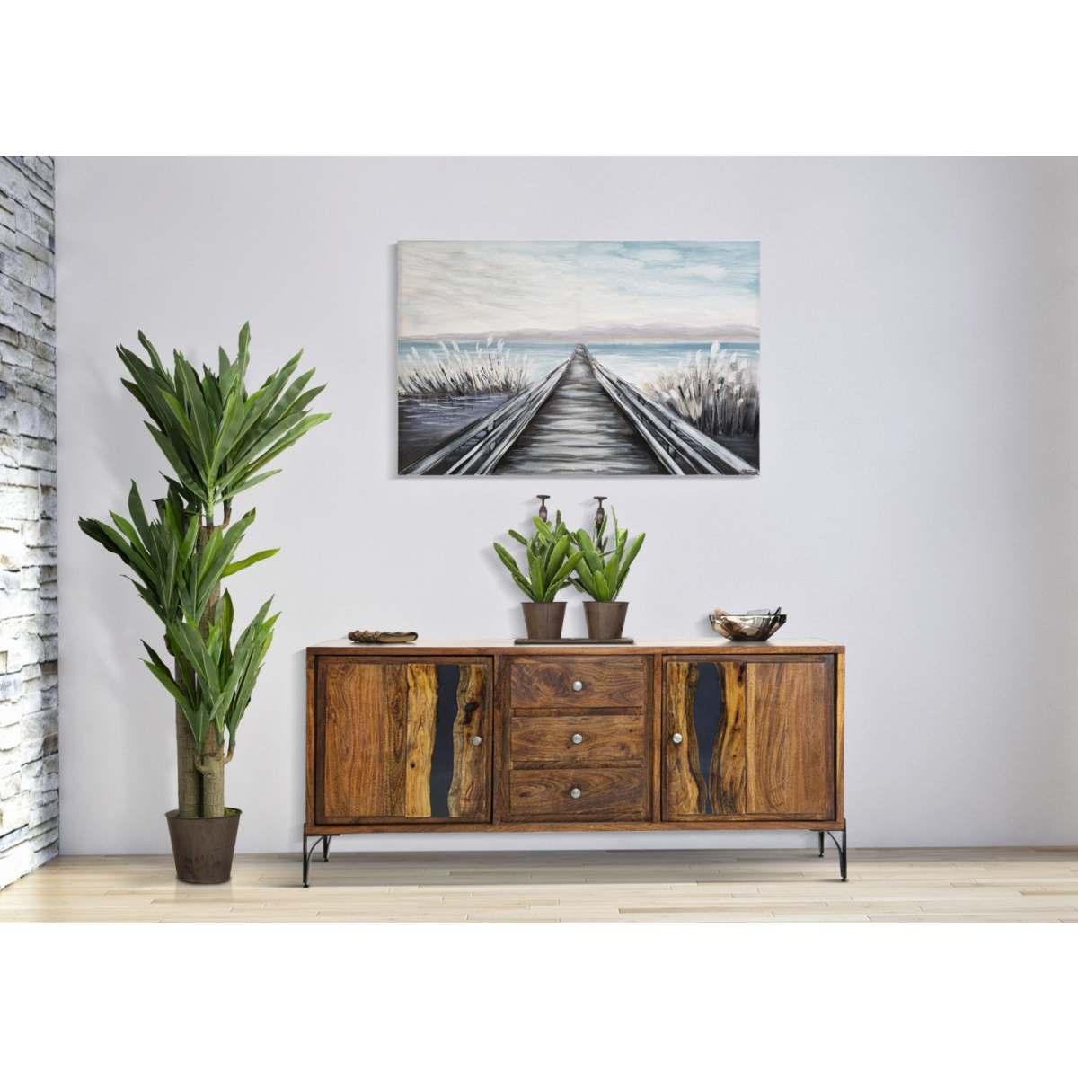 Quadro Dipinto Tela Pontile cm.120x3,8x80