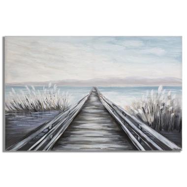 Quadro Dipinto Tela Pontile cm.120x3,8x80