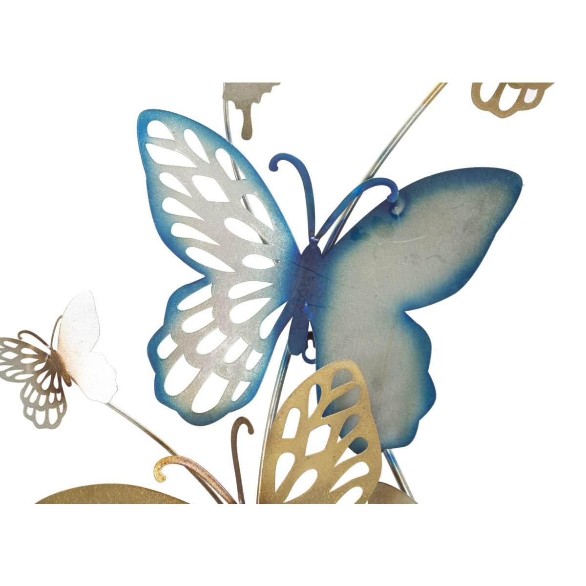 Quadro Pannello Da Muro Butterflies Oro/Celeste C cm.59,5x4x111,5