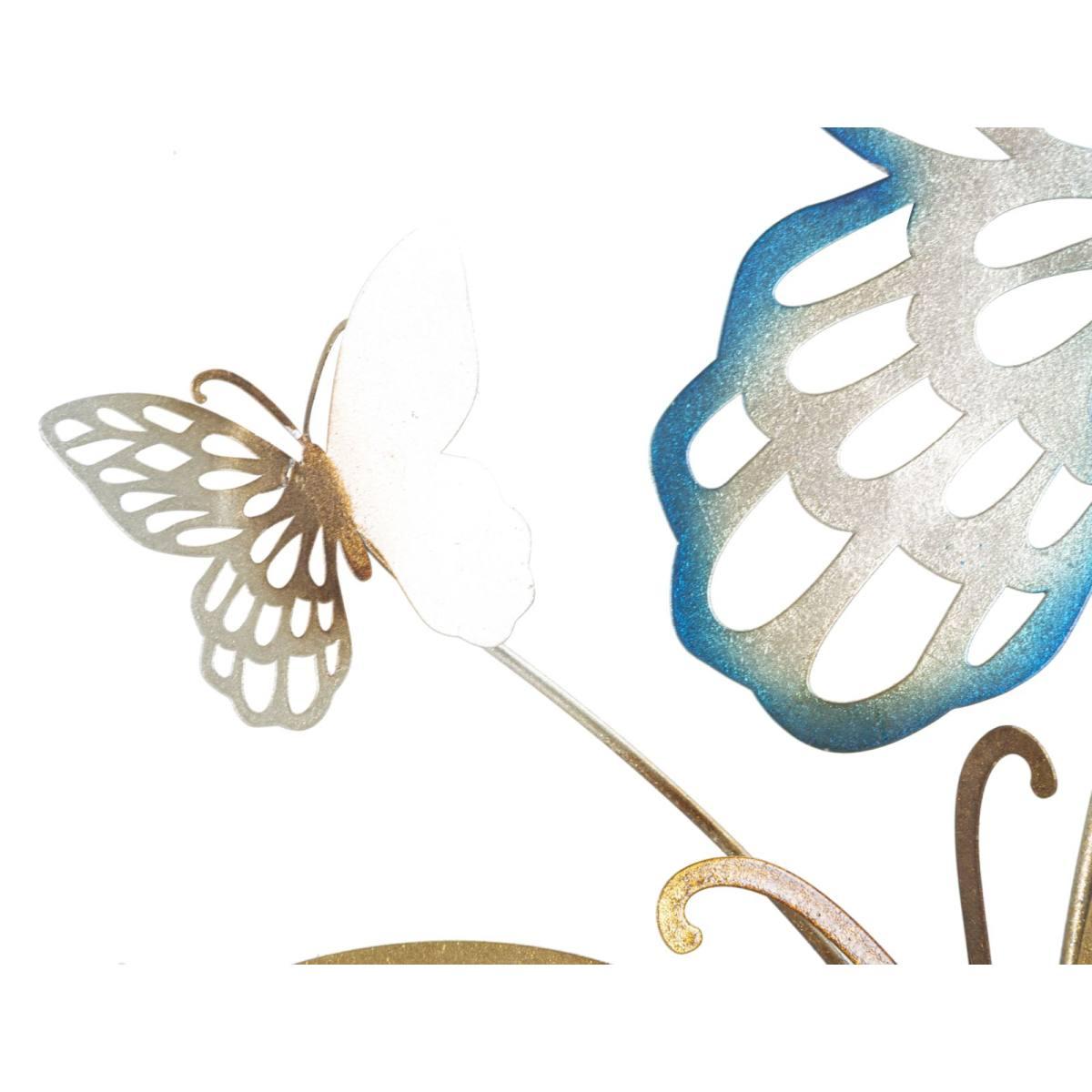 Quadro Pannello Da Muro Butterflies Oro/Celeste C cm.59,5x4x111,5