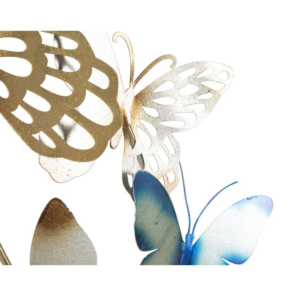 Quadro Pannello Da Muro Butterflies Oro/Celeste C cm.59,5x4x111,5