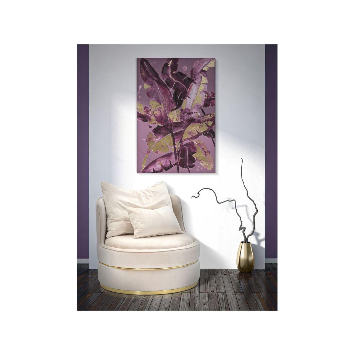 Quadro Stampa Dipinta Dark Leaves cm.80x3x120