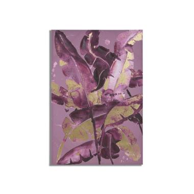 Quadro Stampa Dipinta Dark Leaves cm.80x3x120