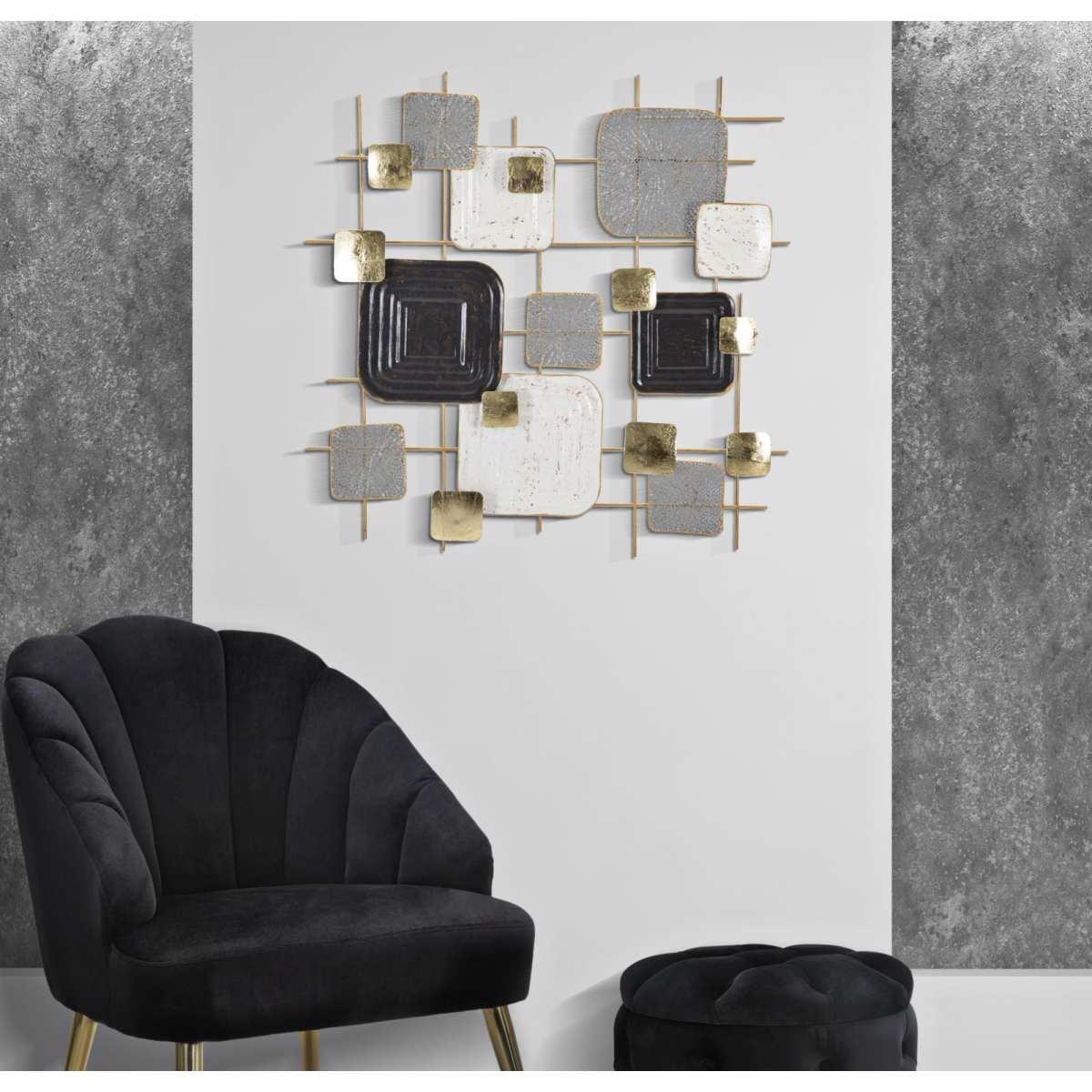 Quadro Pannello In Ferro Cubes cm.80x5x80