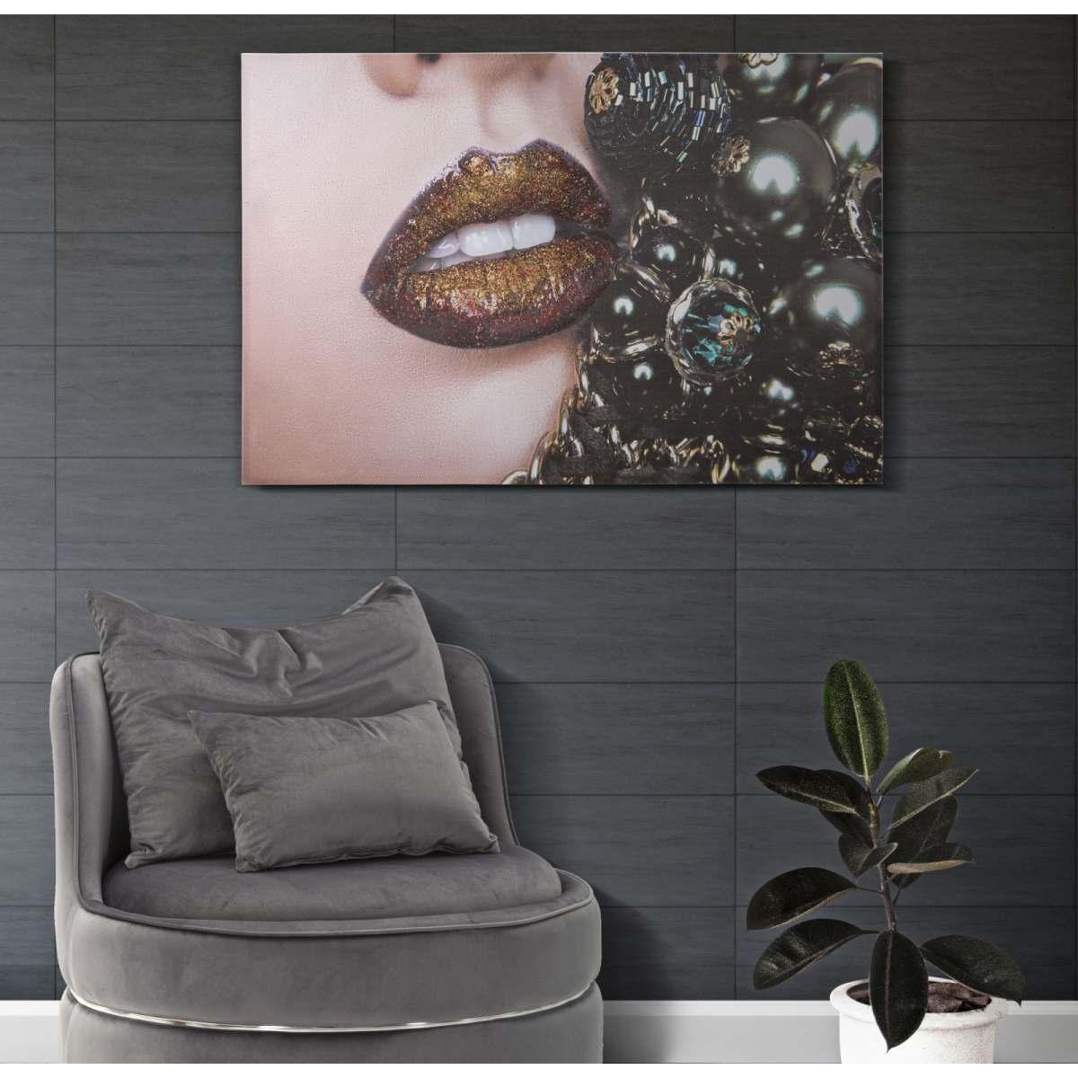 Quadro Stampa Su Tela Beautiful Lips cm.120x3,8x80