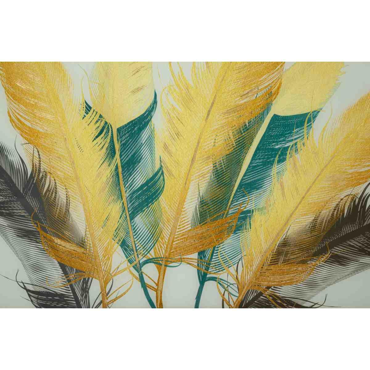 Pannello Vetro Con Cornice Feathers cm.120x3,5x80