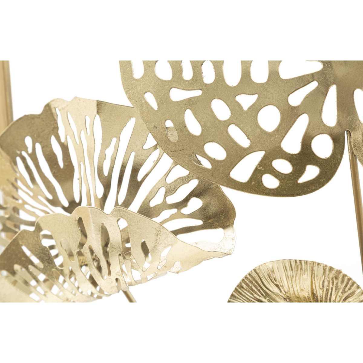 Quadro Pannello In Ferro Gold Flowers cm.50x5x50