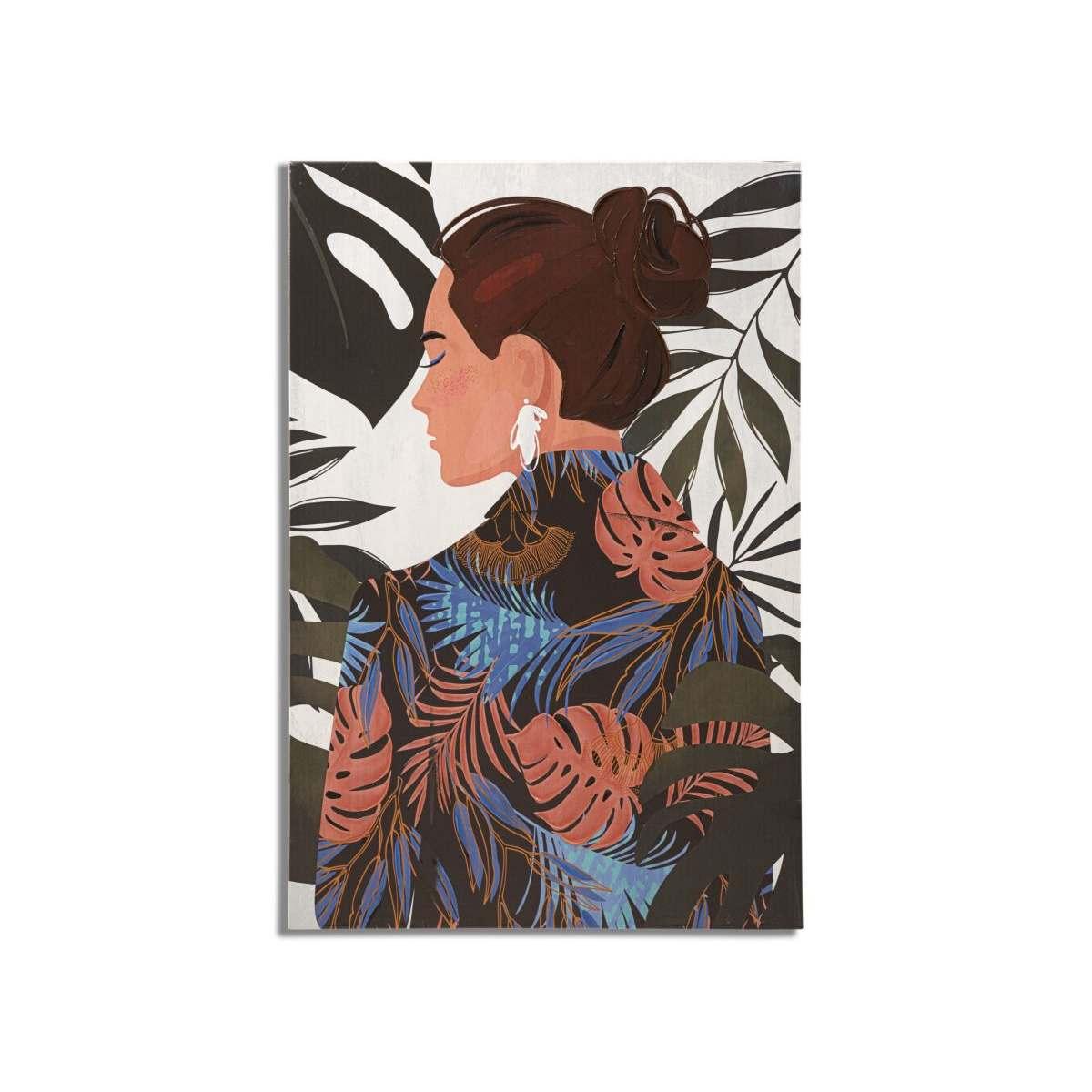 Quadro Stampa Quadro Dipinto Lady Jungle Mod.B 80x2,8x120