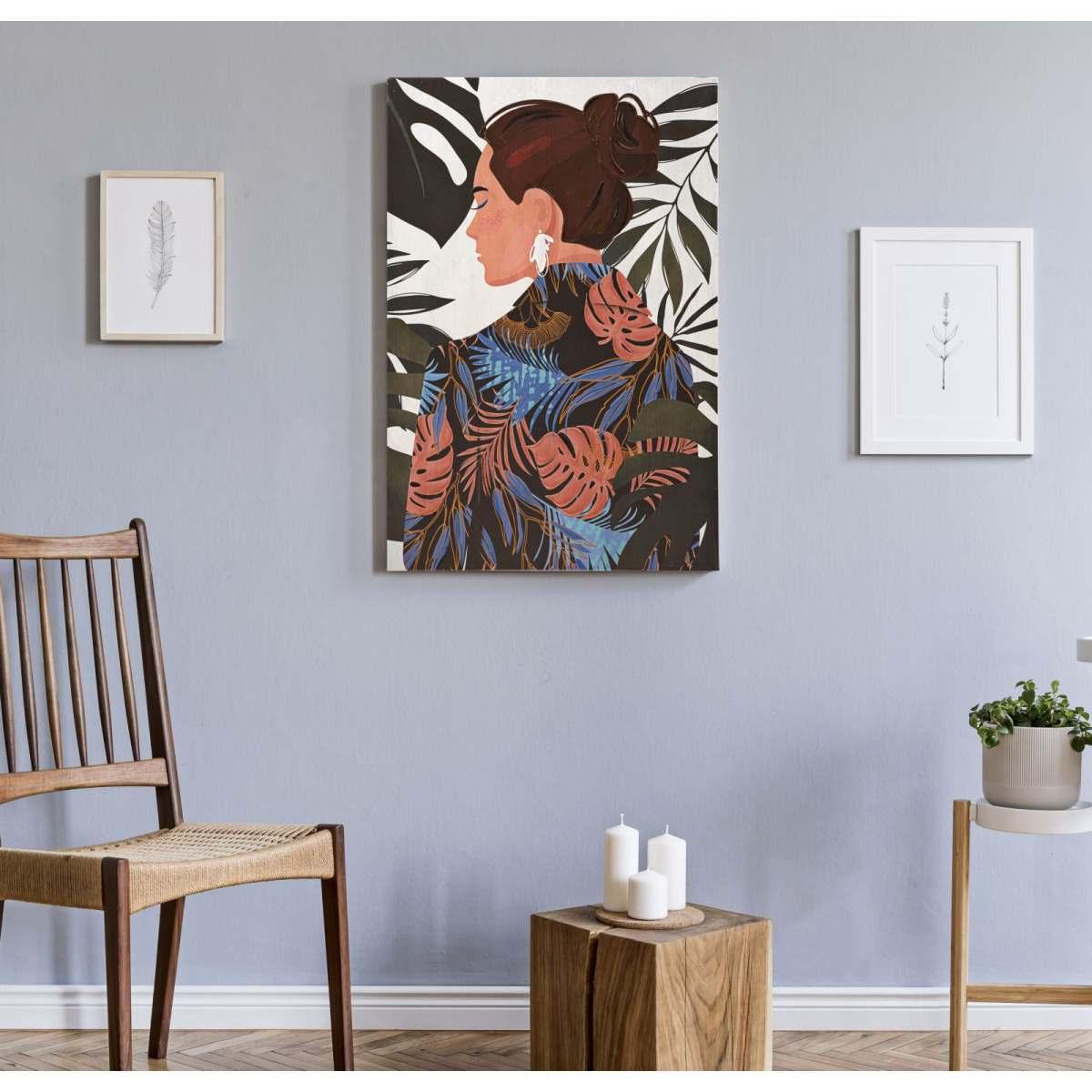 Quadro Stampa Quadro Dipinto Lady Jungle Mod.B 80x2,8x120