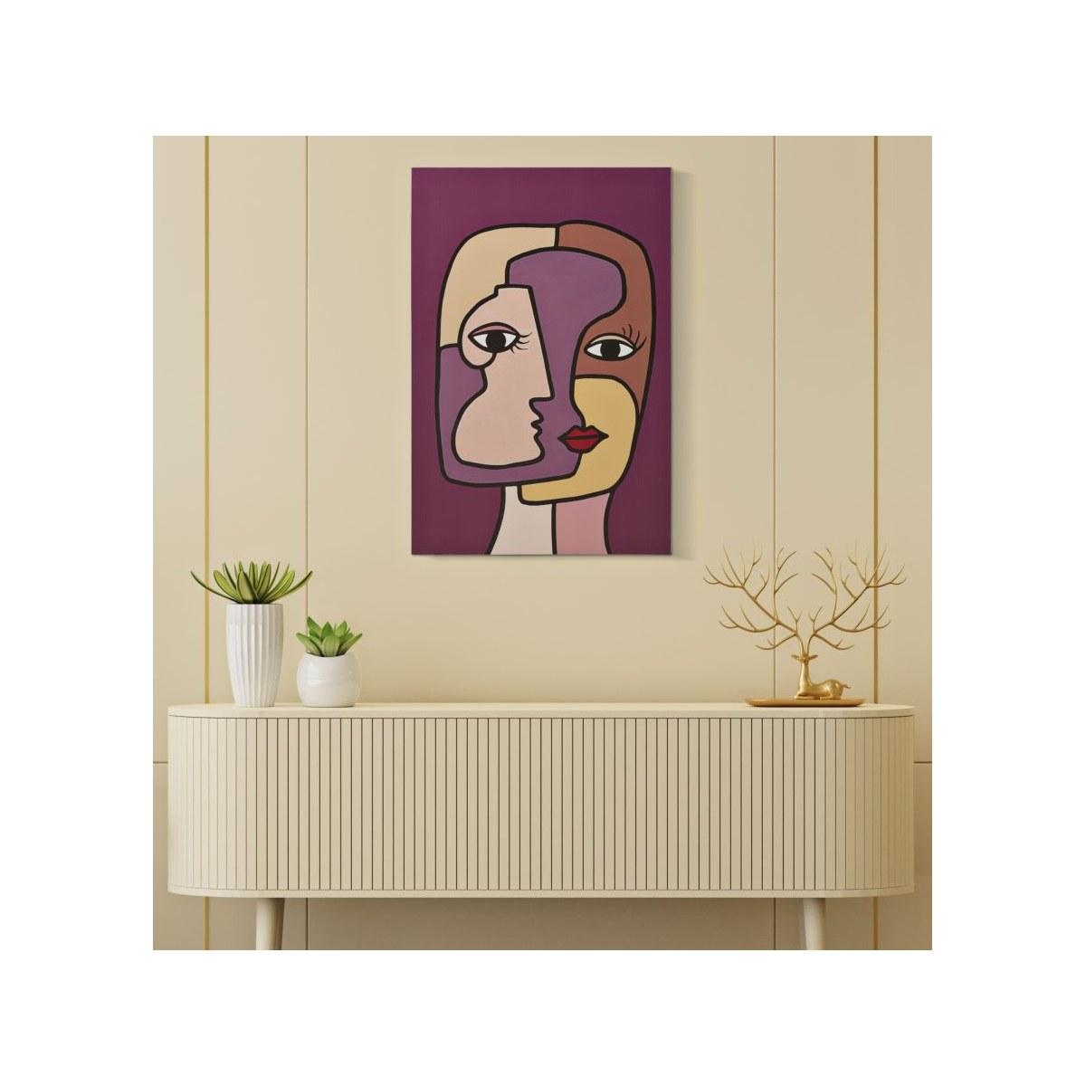 Quadro Stampa Dipinta Faces New Mod.A cm.60x3x90