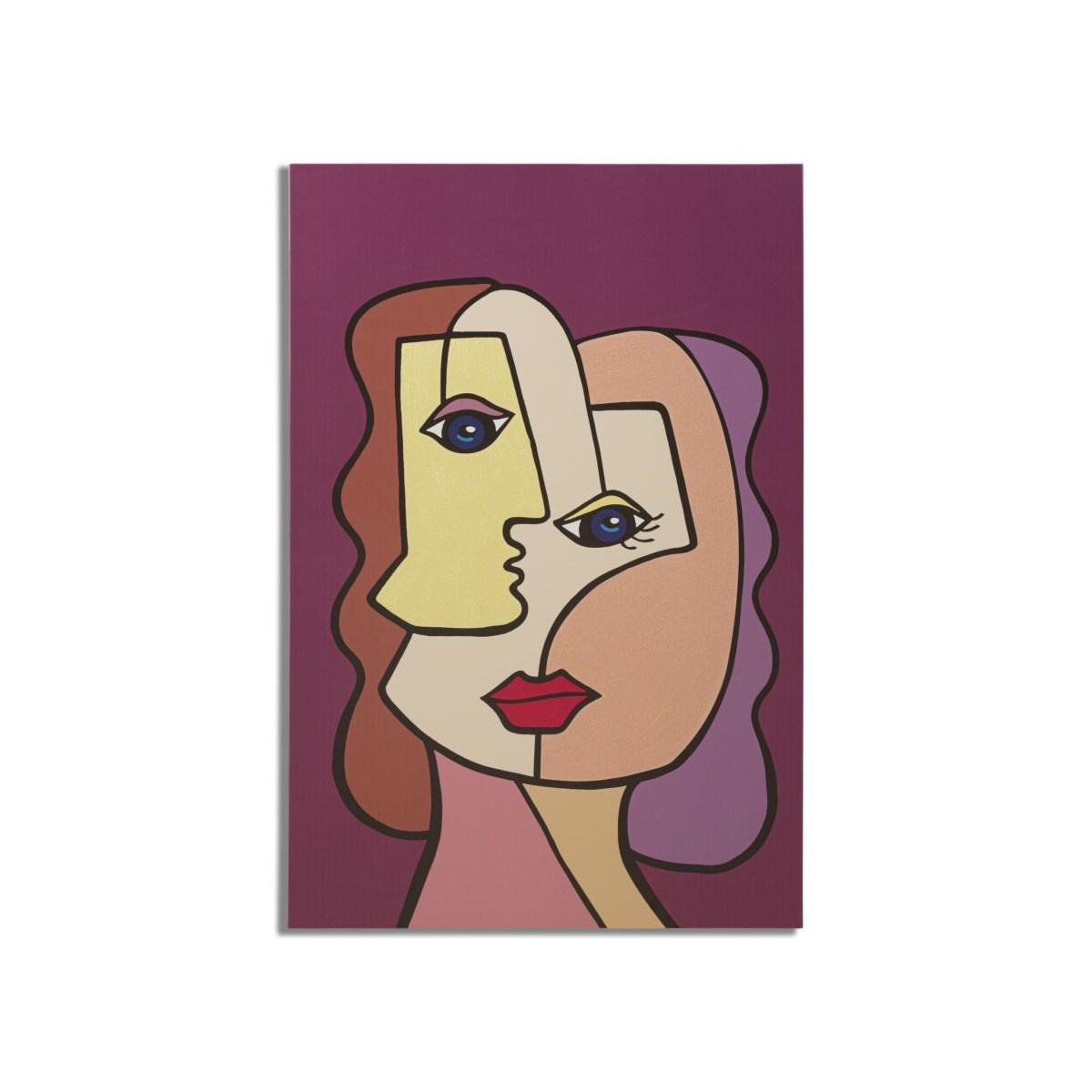 Quadro Stampa Dipinta Faces New Mod.B cm.60x3x90