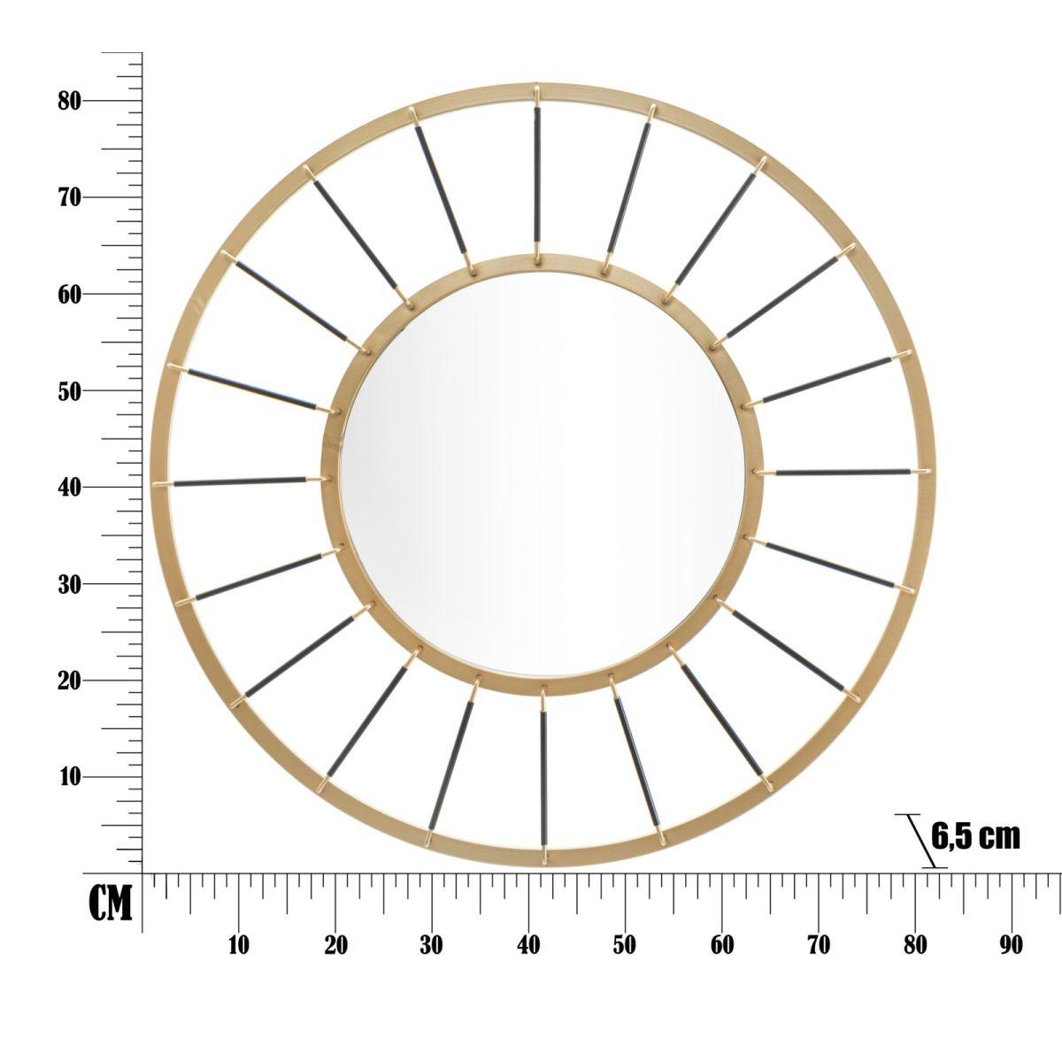 Specchio Da Muro Glam Dark cm.Ø81x6,5 Misura Specchio cm.Ø41,5