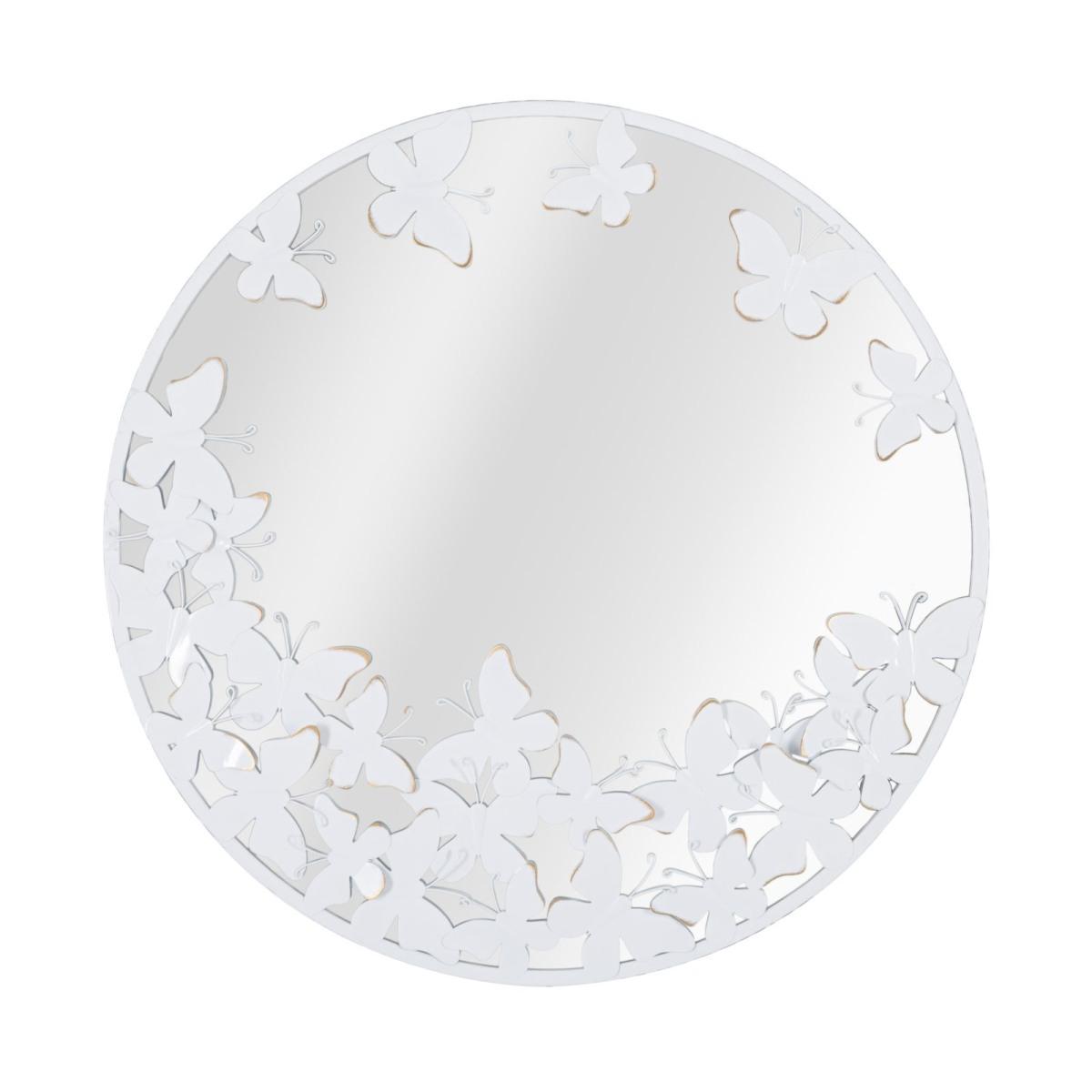Specchio Rotondo White Butterfly cm.62,5x2,3 Misura Interna cm.Ø60