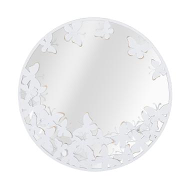 Specchio Rotondo White Butterfly cm.62,5x2,3 Misura Interna cm.Ø60