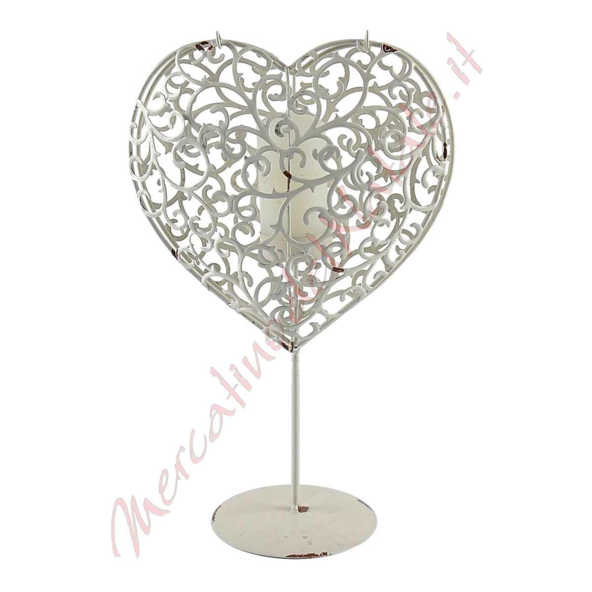 Portacandela Cuore h30 Bianco Grace |Innova