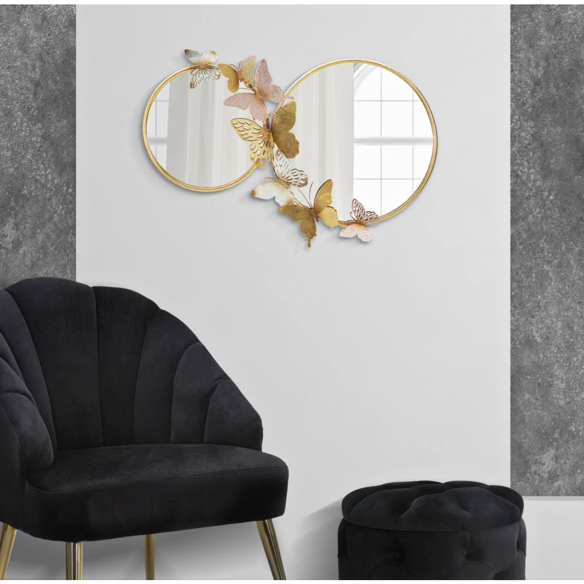 Specchio Da Muro Double Farfalle Pink Cm 81x3x52,5