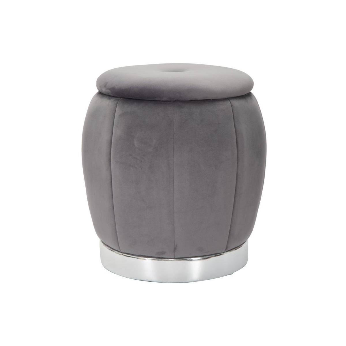 Pouf Contenitore Paris Grigio/Silver cm.Ø43x43