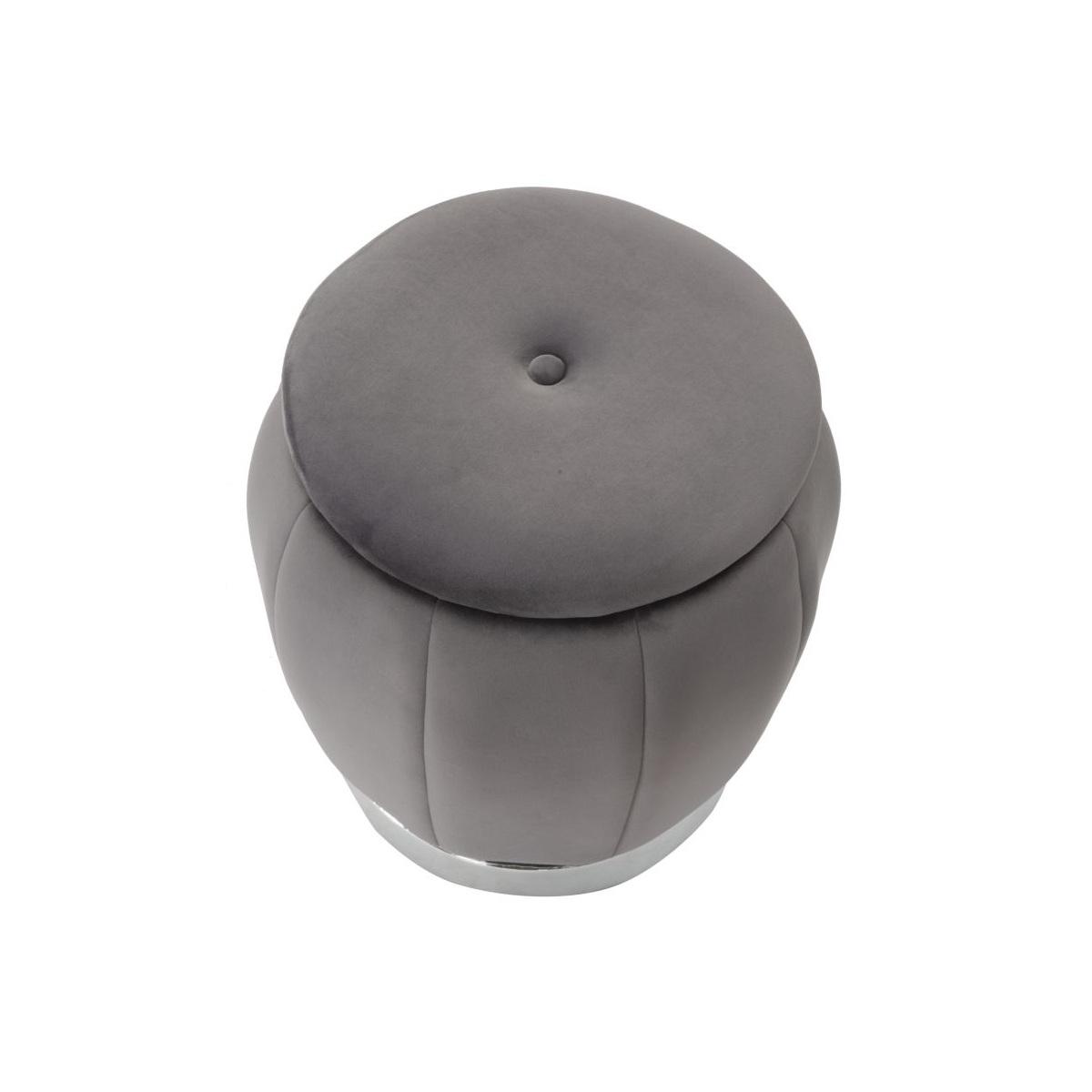 Pouf Contenitore Paris Grigio/Silver cm.Ø43x43